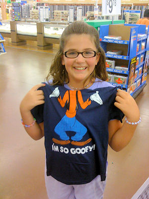 Maddy finds perfect shirt at Wal-Mart! :-D