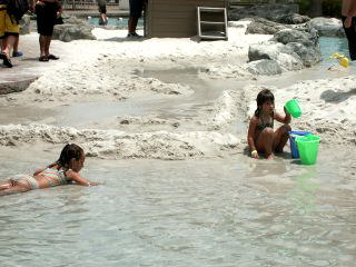 Playing on the sandbar