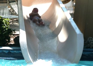 heading down the slide
