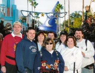 Group MGM photo upon entering park: WillCAD, WDWDen, MargaretJ, LimeGreenCheri, Matt, BetsyAnn, Kristen and Tagrel